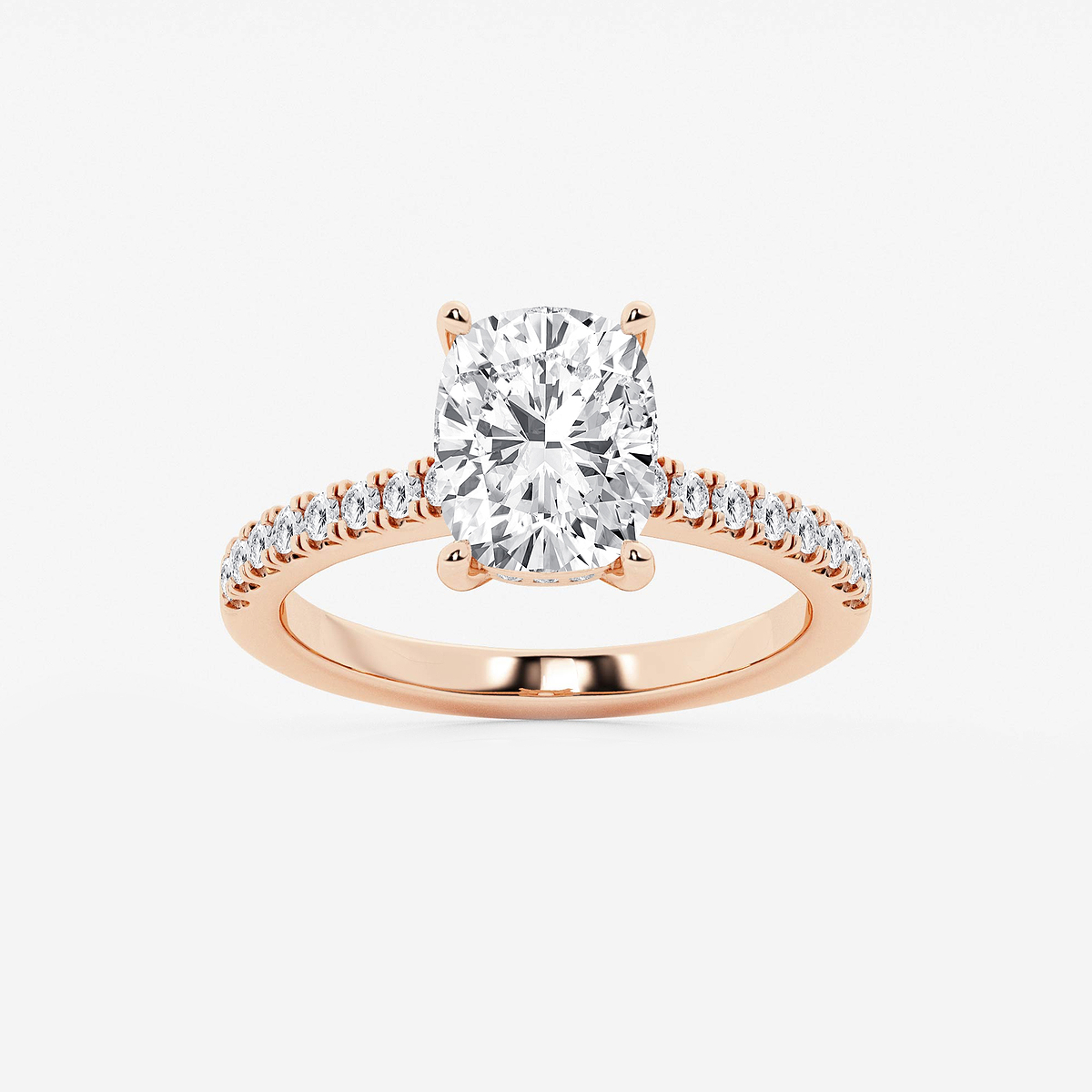 2 3/4 ctw Elongated Cushion Lab Grown Diamond Hidden Halo Engagement Ring